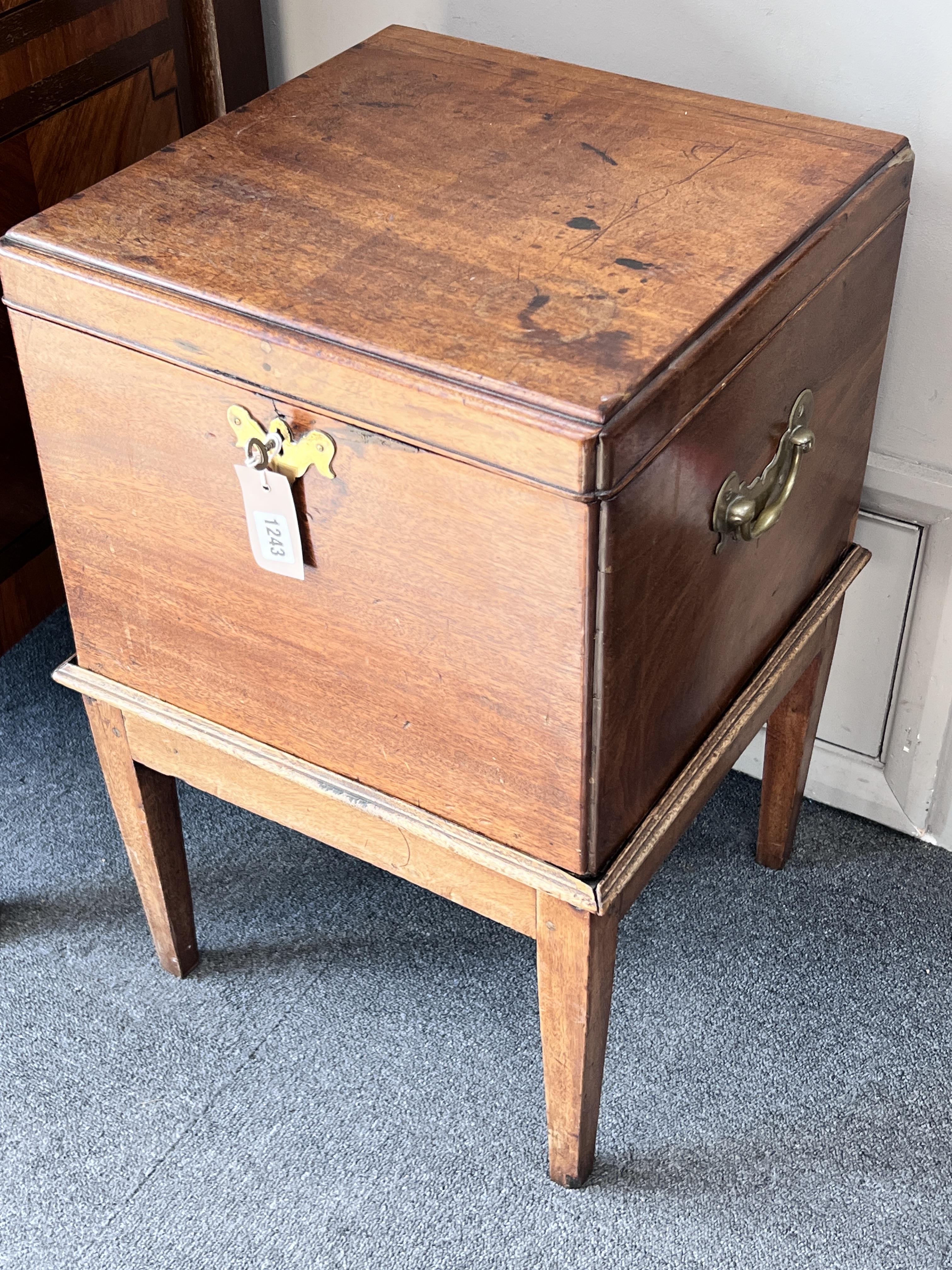 A George III and later mahogany cellarette, width 42cm, depth 42cm, height 62cm